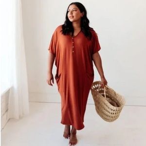 Dwell + slumber cocoon dress rust orange brown